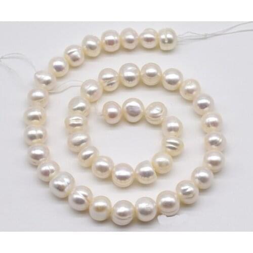 Cultured Pearl Loose Beads,Natural Color White AA 9-10MM Genuine Freshwater Pearl Jewellery,New Free Shipping
