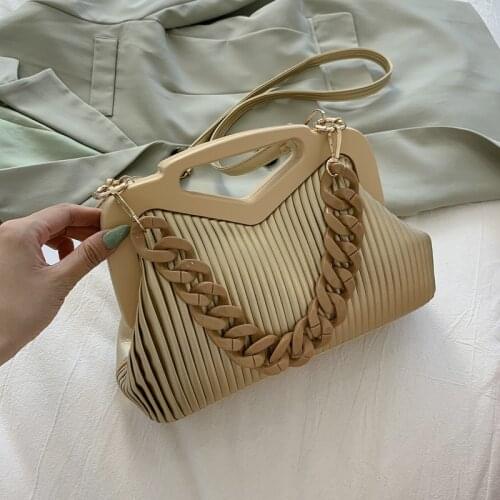 Fashion Crossbody Bags Female Tote Bag Thick Chain Lady Satchel Leather Handbags For Women Inverted Triangle Handle Hand Pouch