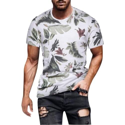 Trendyland Mens Vintage T Shirt Spring And Summer Casual Fashion Short-sleeved Tropical Plants Printed Retro T-Shirts Tops