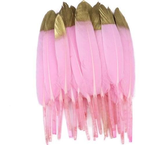 10-15Cm/4-6 Inches Dipped Gold Top Natural Goose Feathers DIY Pens Decorative Accessories/Carnival/Needlework Plumes Home Decor