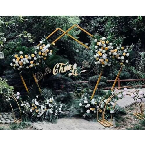 New wedding props iron art pentagonal frame geometric shaped arch sen department wedding stage