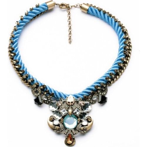 Bulk Price Different Colors Trendy Jewelry of the Hottest Sale Resin Copper Rope Plant Shiny Gold Color Pendant Necklace