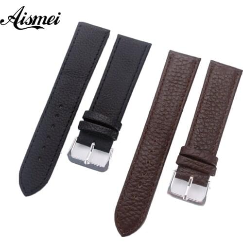 12mm 14mm 16mm 18mm 20mm 22mm Black Brown Watch band Fashion Soft Litchi Grain Genuine Leather Strap watchbands with Pin Buckle
