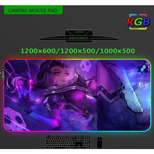 Rgb Led Gamers Accessories Large Mouse Pad Gaming Laptop Mousepad Xxl Deskmat Pc Setup Kawaii Gamer Anime Girl Purple 1200 Xxxl