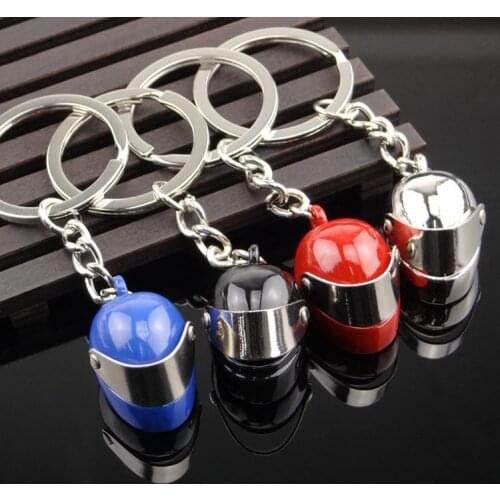 Sliver Blue Red Black New Fashion Motorcycle Racing Helmet Cool Metal Charm Car Key Ring Chain Creative Party Gift