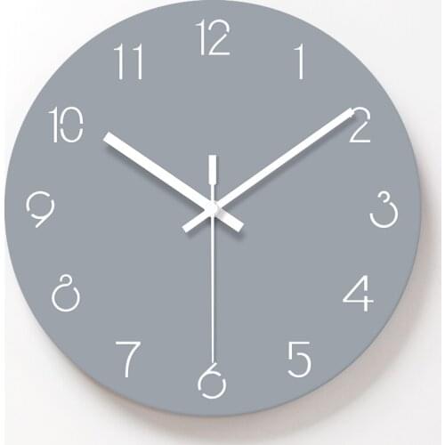 Modern Style Grey Round Dial Face with White Roman Numeral Wall Decorative Wall Clocks High Quality Acrylic Clcok for Decor