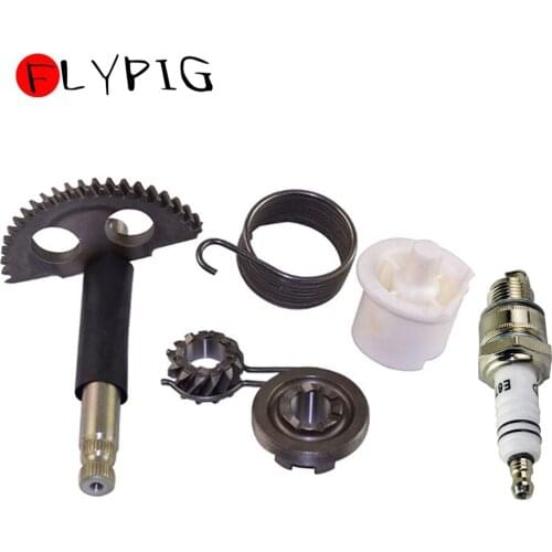 FLYPIG Motorcycle Kick Start Shaft Assembly Starter Gear & Spark Plug E6TC BP6HS for Yamaha PW 50 PW50 Peewee 50