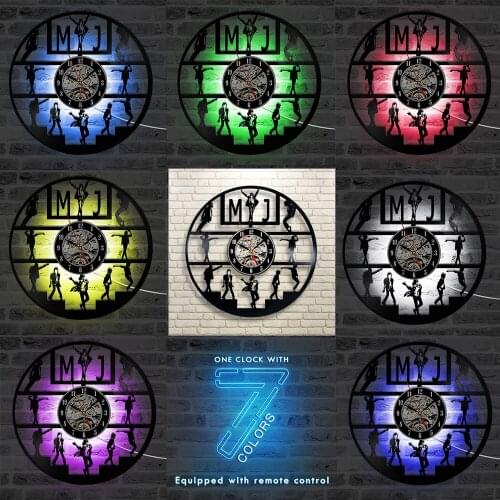 LED Vinyl Record Wall Clock Dancing Michael Jackson Vinyl Clocks Modern Design with 7 Colors LED Change Wall Watch Home Decor