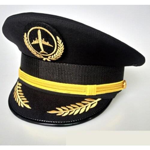 Unisex Flight Airline Captain Uniform Eaves Pilot Hat Civil Aviation Cap Aviator Security Staff Professional Cosplay