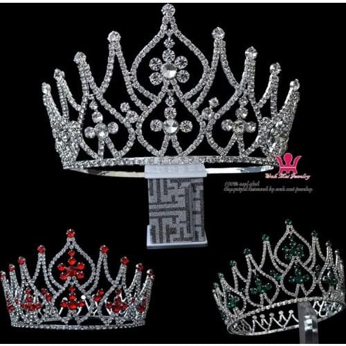 Gorgeous Large Full Round Crown Tiara Rhinestone Crystal Unisex Headwear Hair Ornament Bridal Beauty Pageant Queen Crowns 02033