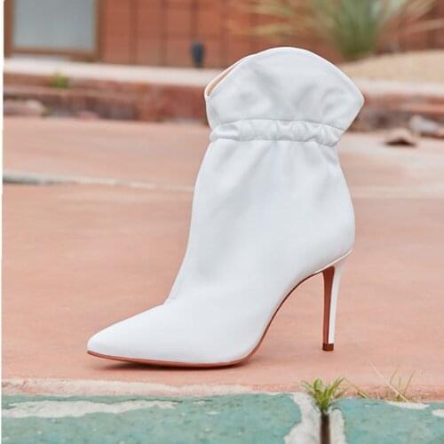 Fashion Womens Shoes Winter new Sexy Short boot Elegant boots Concise Mature Stilettos heels Big size 44 45