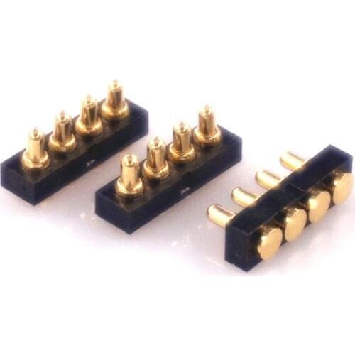 10pcs Spring Loaded Pogo Pin Connector 4 Position 2.0 mm Pitch 4.0 mm Height PCB Surface Mount SMT Vertical Male Connector