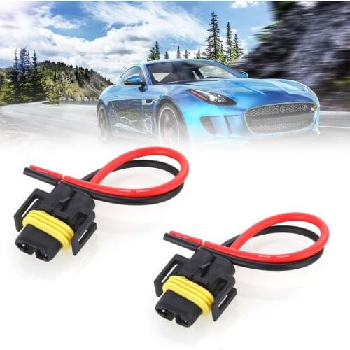 2 Pcs H11 H8 Car Headlight Fog Light Bulb Holder Connector 9cm Wire For 12v & 24v vehicles