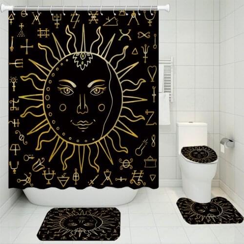 3/4 Pieces Bohemian For Bathroom Shower Curtains Sets Mandala Psychedelic Carpet Toilet Mat 3D Print Home Decor Bathroom Set