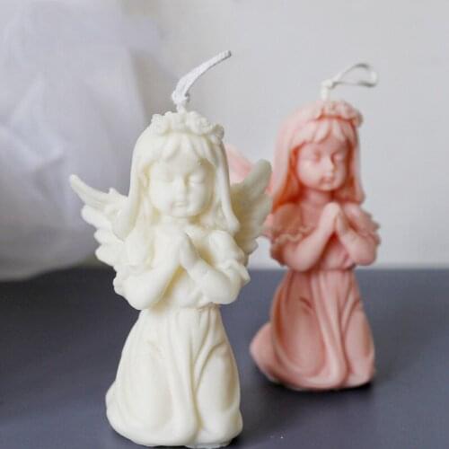 3D Prayer Girl Angel Silicone Mold for Candle Making DIY Aromatherapy Candle Plaster Mold Car Decoration Silicone Mold