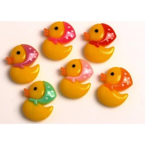 50Pcs Mixed Resin Duck Decoration Crafts Cute Kawaii Bead Flatback Cabochon Embellishments For Scrapbooking DIY Accessories