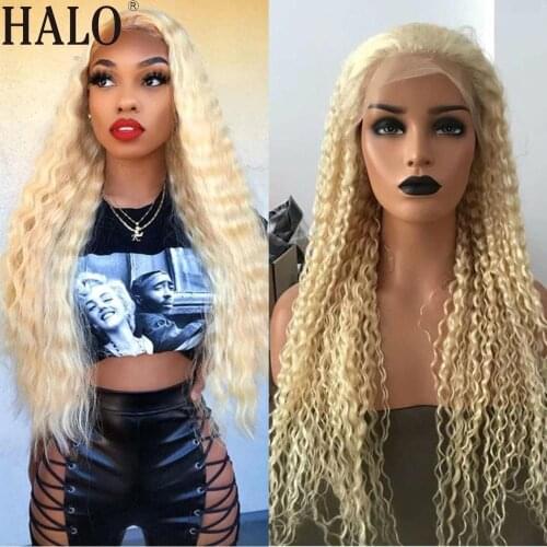 613 Honey Blonde Remy Hair Wig Brazilian Deep Wave Lace Front Human Hair Wig Curly 180% Long Lace Frontal Wigs for Black Women