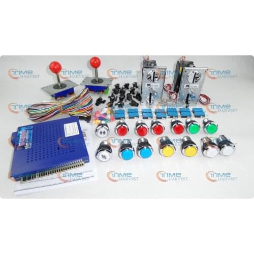 Arcade parts Bundles kit With Coin Acceptor Joystick Illuminated Button Microswitch Player Button To Build Up Arcade Cab Machine