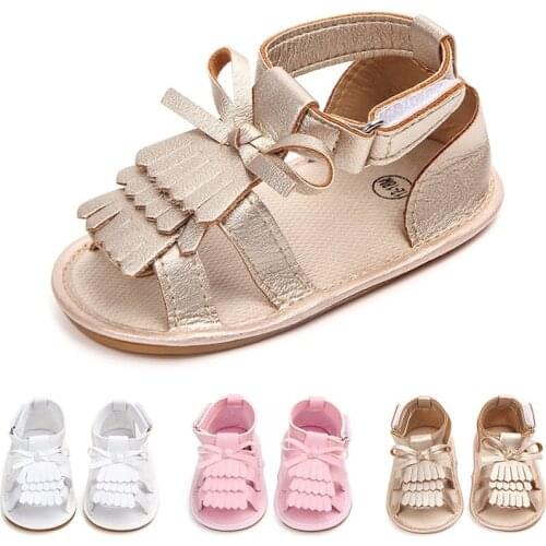 Newborn Infant Baby Girls Sandals Prewalker Non-slip Hollow Princess Toddler shoes 2021 Summer Tassel PU Leather Shoes 0-18M