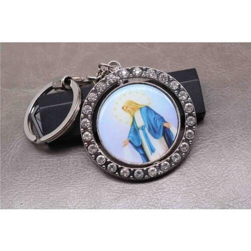 Christ Jesus Cross Rotating Key Chain, Christ Icon Jesus / Virgin Mary Key Chain, Car Keychain Jewelry, Random Picture