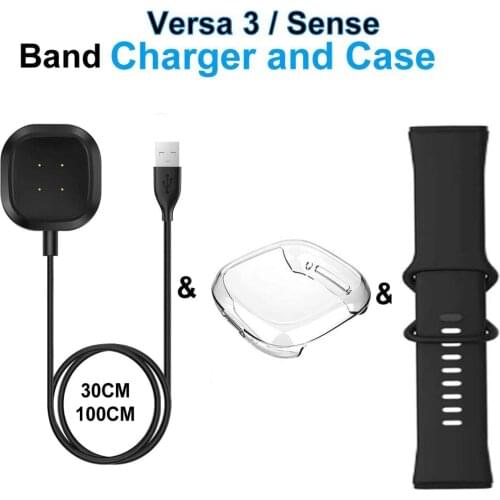 TPU Case Cover Band Charger Charging Cable Charger For Fitbit Versa 3 / Fitbit Sense Smartwatch Accessories