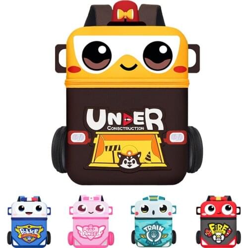 Kids Kindergarten Schoolbag 3-5 Years Baby Toddler Anti Lost Backpack Boys Girls 3D Police Car School Bags Gifts For Children