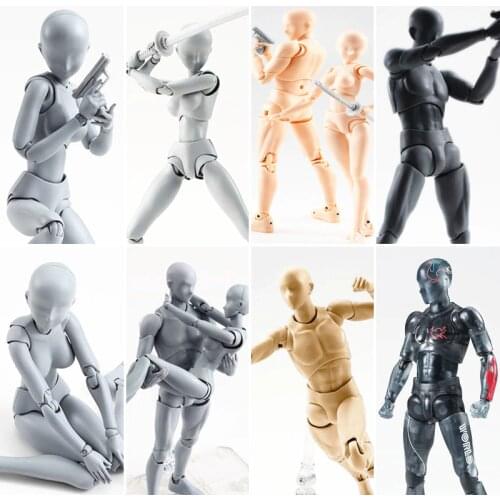 15cm Multi-joint movable Figures SHFiguarts BODY KUN / BODY CHAN Grey / Orange Color Ver PVC Action Figure Collectible Model Toy