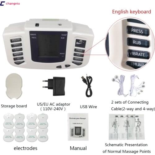 JR-309 Hot new Electrical Stimulator Full Body Relax Muscle Therapy Massager,Pulse tens Acupuncture +16 pads