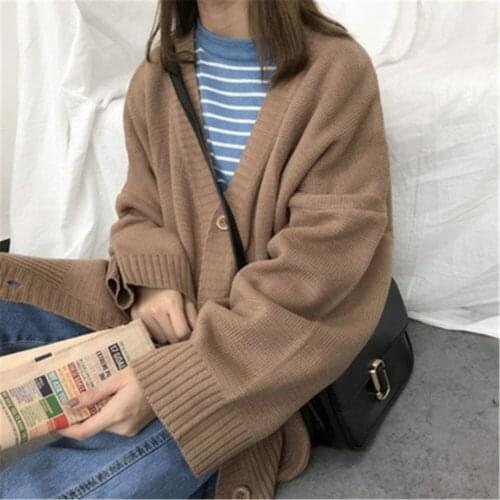 Sweaters Women Knitting Cardigans Casual Spring 2021 V-Neck Long Sleeve Daily Solid Mujer Clothes Single Breasted Basic College