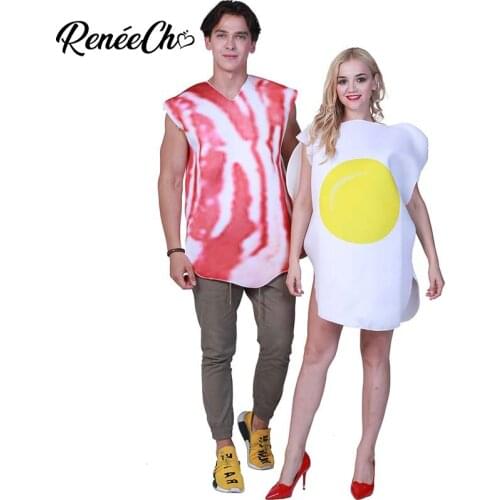 Carnival Costume Adult Bacon And Eggs Costume Halloween Costume For Couple Women Funny Breakfast Food Cosplay 2018 Party Tunic