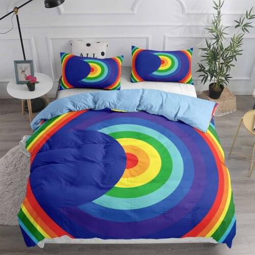 Rainbow Moon Shape Bedding Set 3D Digital Print Duvet Cover Sets Comforter Bed Linen Twin Queen King Single Size Dropshipping