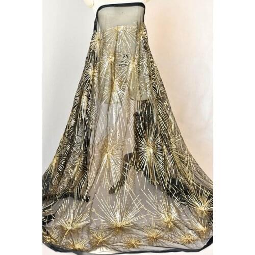 1 Yard African Lace Fabric, Sparkle Gold/White Sequins Tulle Mesh Lace Fabric, Ball Gown Lace Fabric, French Net Lace Fabric