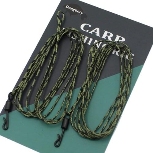 2PCS Carp Fishing Line Ready Tied Lead Core Leaders 45IB Leadcore With Quick Change Swivel PE Braided Line with lead Camo Green