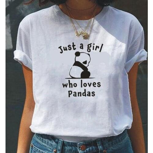 Fashion Tshirt Summer Casual Short Sleeve Tee Shirt Femme Funny Cartoon Panda Girl Love Print T Shirt Women Tops Camiseta Mujer