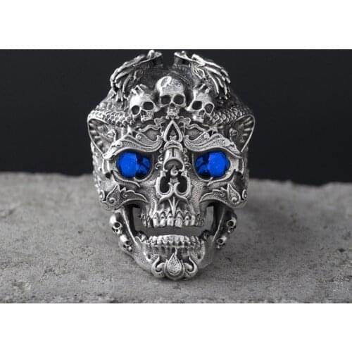 Hip Hop Rock Domineering Skull Zircon Ring Mens Single Ring Ring Party Fashion Jewelry Gift