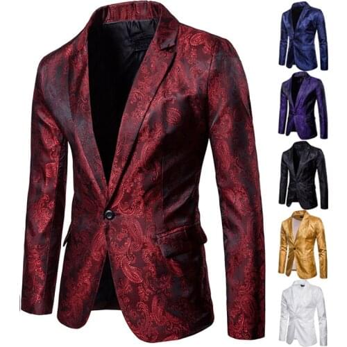 Palace-style Dark Pattern Design Men Dress Coat Suits Slim Fit Single Button Business Social Blazers Casual Stage Host Tuxedo