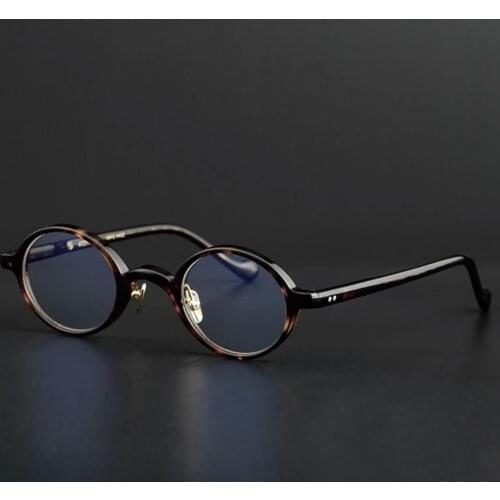 Vazrobe Acetate Japenese Small Round Eyewear Frames Male Nerd Men Transparent Black Glasses