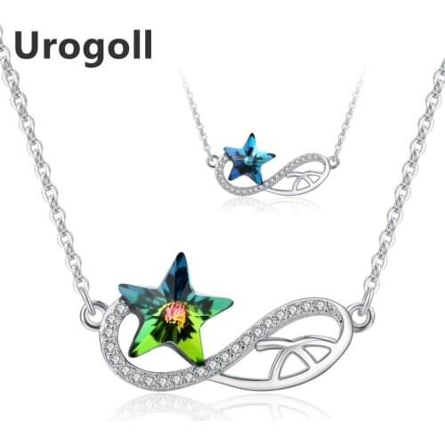 New 925 Sterling Silver Necklace Classic Geometric Shape Star Crystal Pendants & Necklaces Rhinestone sterling-silver-jewelry