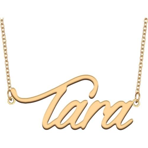 Tara Name Necklace for Women Stainless Steel Jewelry 18k Gold Plated Nameplate Pendant Femme Mother Girlfriend Gift