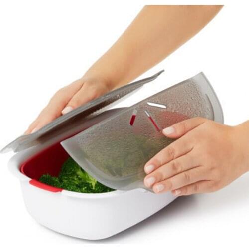 Microwave Steamer BPA Free Heat-resisting PP Non-stick Vegetable Cookware Steamer Microwave Removable Refrigerator Steaming Dish