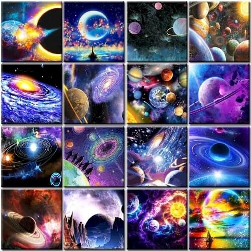 Planet Landscape Painting By Number For Adults Diy Kits HandPainted On Canvas With Framed Oil Picture Drawing Coloring By Number