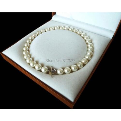 Charm White Natural South Sea Shell Pearl Bead Highlight AAA Round Bead 12MM-16mm Necklaces Love Clasp For Woman Gift