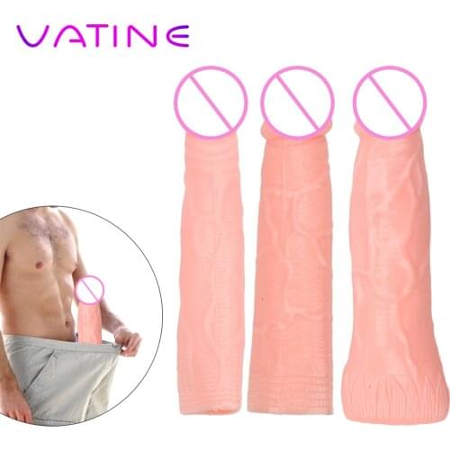 VATINE Hollow Penis Penis Enlargement Condoms Extender Sleeve Erotic Sex Toys for Men Reusable Condom Intimate Goods for Adults