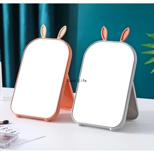 Simple Cute Rabbit Ear Makeup Mirror Large Foldable Desktop Desktop Vanity Mirror Portable Square Mirrors