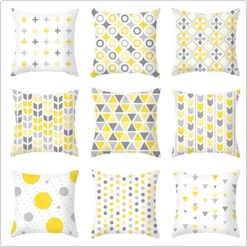 45*45cm Home Textile Simple Yellow Gray Striped Geometric Throw Cushion Pillow Printing Cushion Bedroom Office