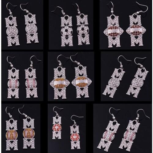 Softball Mom Yellow Crystals Red Stitching French Hook Earrings