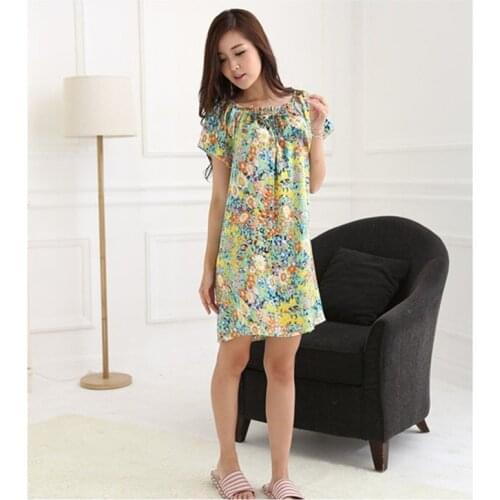 Silk Nightgown 1pc Free shipping 100% Pure Mulberry Floral Classic Nightwear Soft Sleepwear Summer Dress Multicolor Free Size