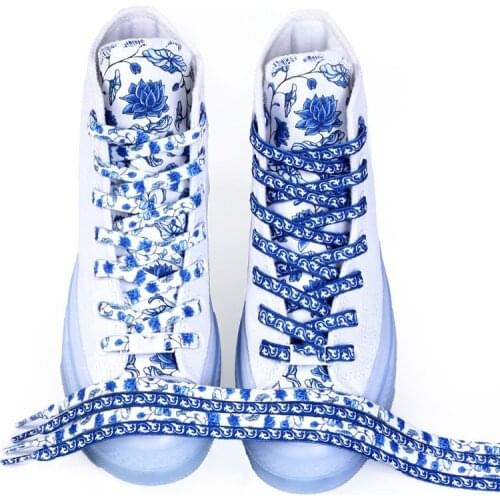 Blue And White Porcelain Shoelaces Casual Flat Sport Boot Lace Shoe Tie Sneakers Shoes Rope Fashion Unisex Shoe Accessories