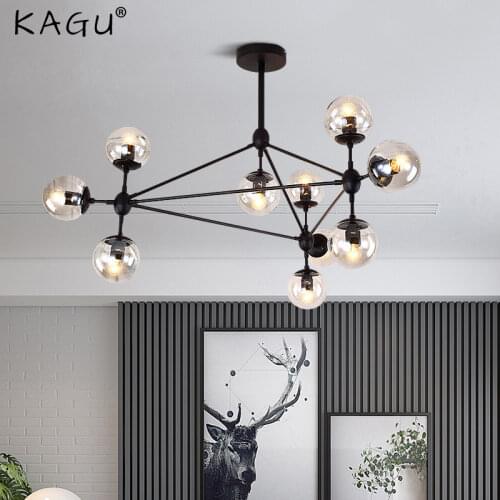 Nordic personality living room chandelier villa chandelier modern minimalist bedroom glass ball chandelier restaurant hotel lamp