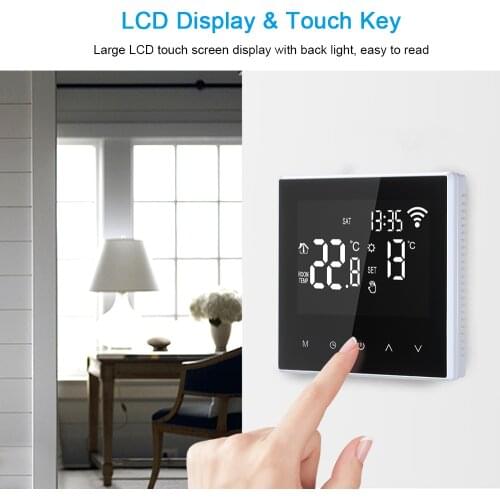 Thermostat 16A Wi-Fi Smart Thermostat Digital Temperature Controller APP Control LCD DisplayTouch Screen for Home School Office